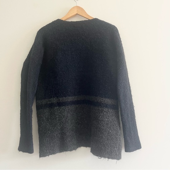 Madewell Boucle Wool Alpaca Blend Blue Gray ColorBlock Two Button Cardigan XS - Picture 8 of 9